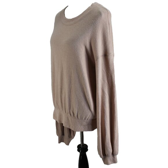 Free People Beach Pullover Top Womens Sz M Tan Long Bishop Sleeve Drop Shoulder - Picture 3 of 7